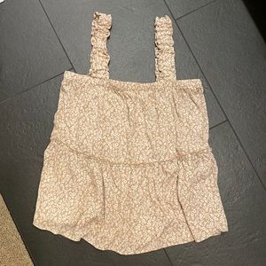 tan floral and ruched summer tank top - NEW! - Small